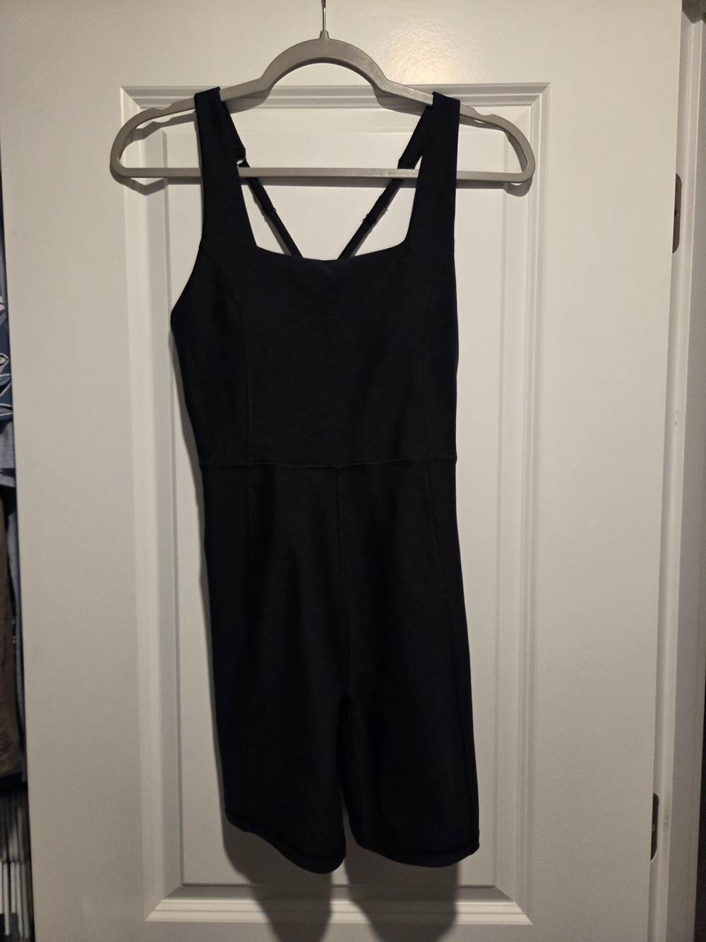 Black Sleeveless Romper with Square Neck